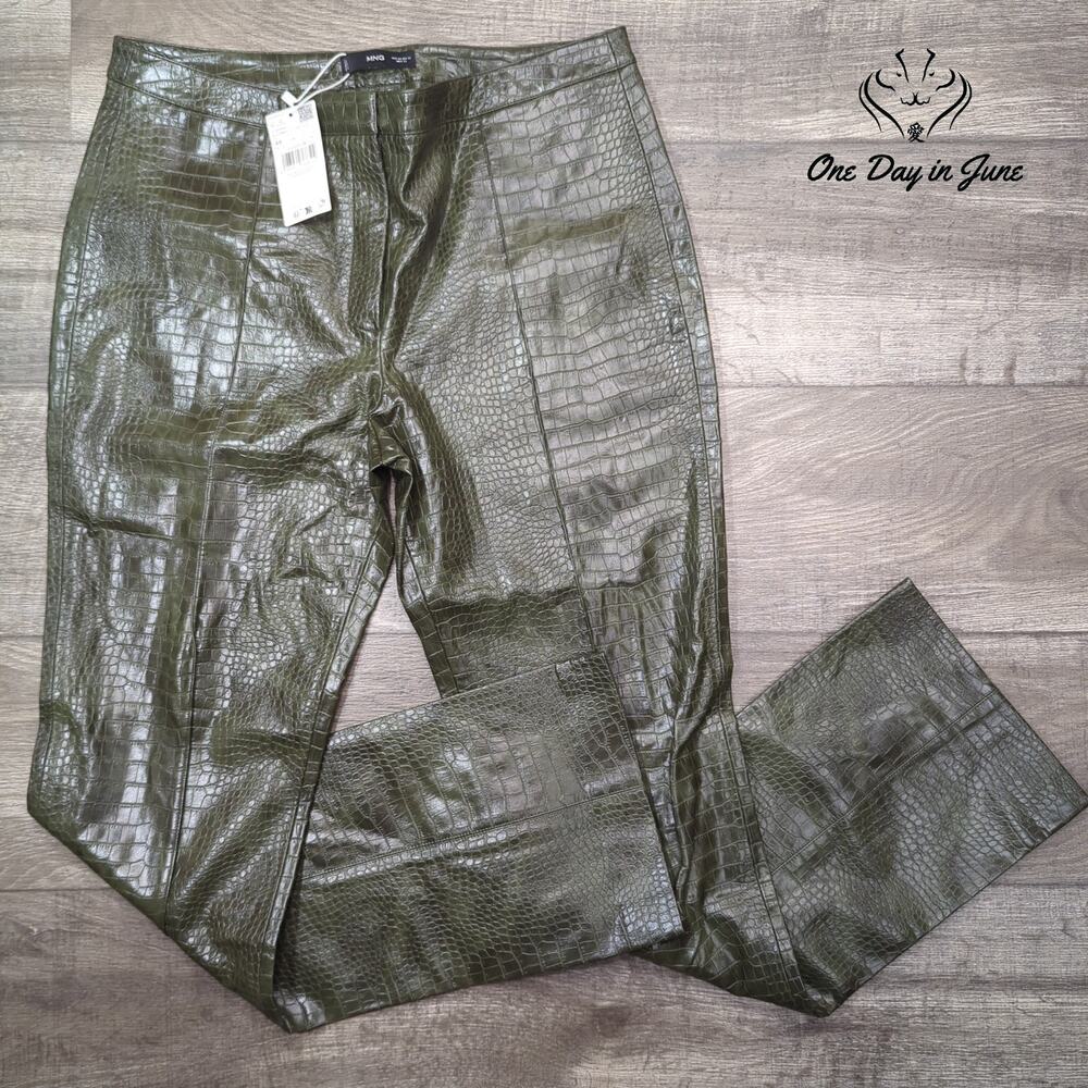 MNG Straight Lex Faux Alligator Skin Pants Size 12